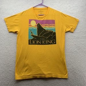 Disney The Lion King T-Shirt Unisex Adult Medium M Yellow Simba Rafiki Logo‎